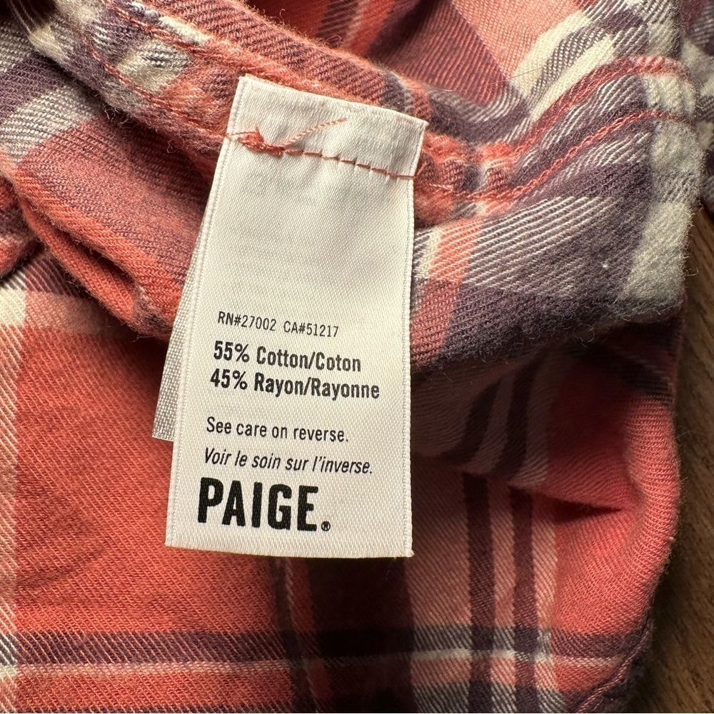PAIGE Plaid Canyon Rose & Graystone Button Down Shirt Small Style 1986805-3093 - Picture 10 of 11